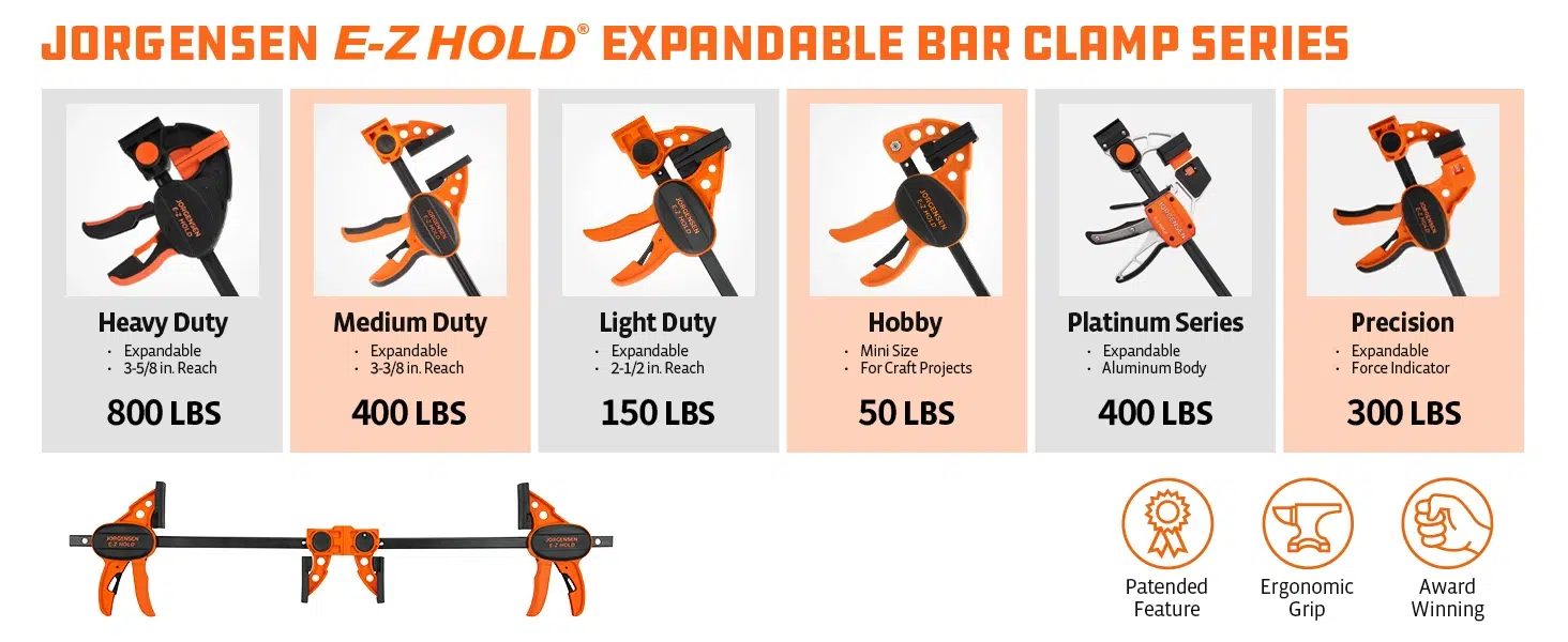 Jorgensen E-Z HOLD® Precision Medium Duty Expandable Bar Clamp