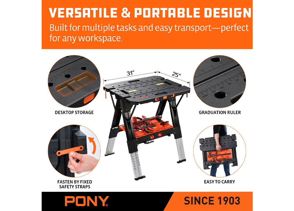 E-Z CLAMP™ HEAVY DUTY FOLDING WORKTABLE
