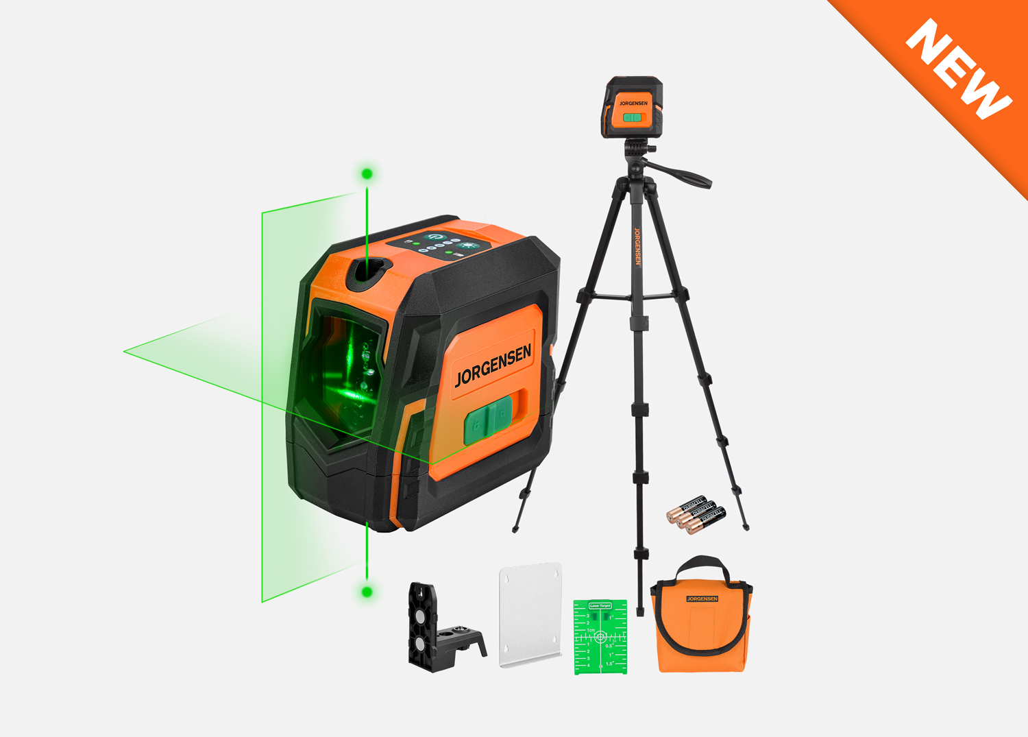 100FT/30M Green Beam Self-Leveling Cross Line Laser with 2 Plumb Points